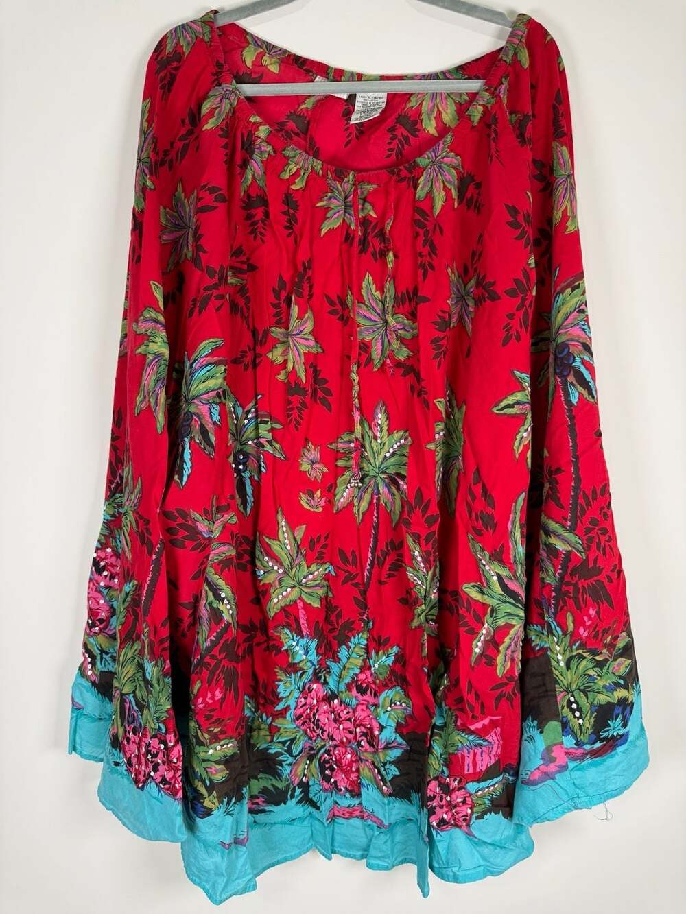 White Stag Red Tropical Palm Tree Sequin Maxi Skirt Boho  Vacation